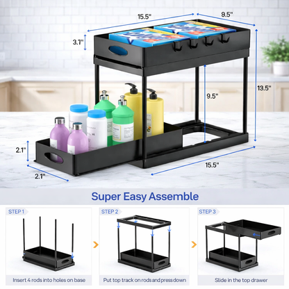 Organiseory | Dual Tier Slide Out Cabinet Organizer