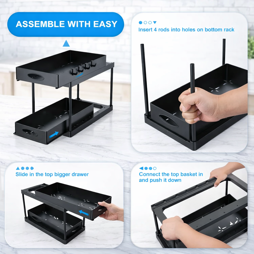 Organiseory | Dual Tier Slide Out Cabinet Organizer